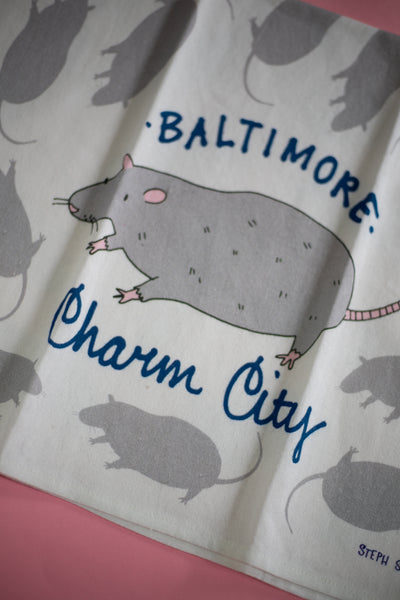 Charm City Rat Dish Towel
